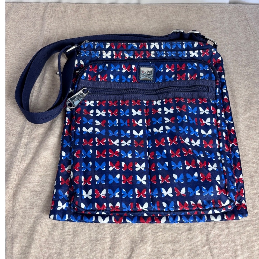 Brighton Vana Butterfly All Over Print Crossbody Bag Blue Red White Messenger